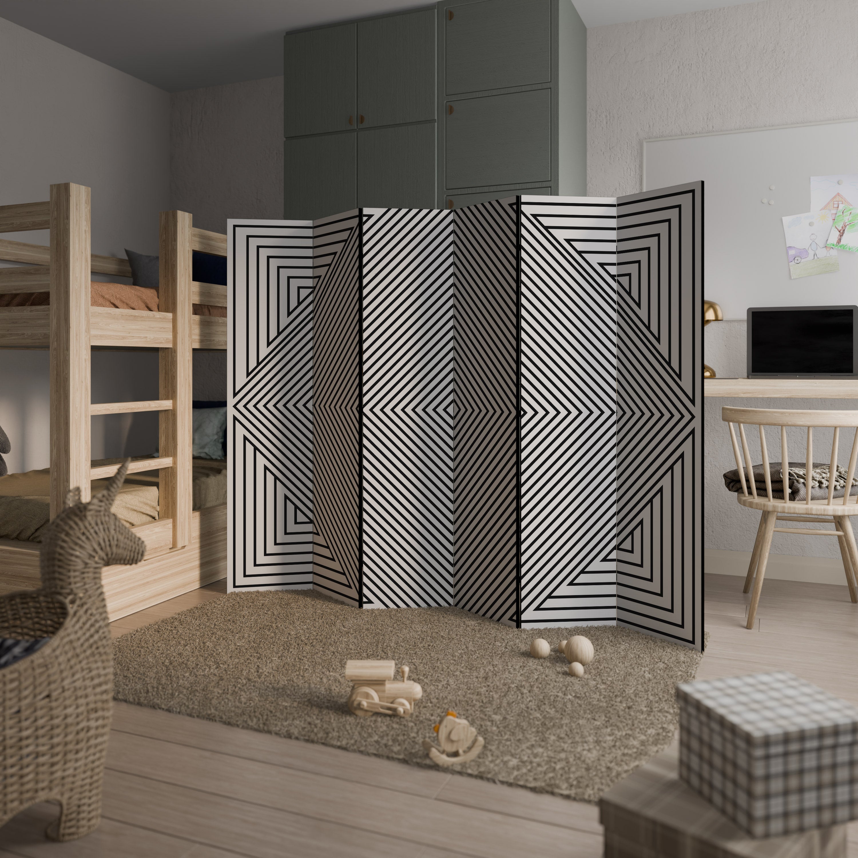POLYGON ILLUSION 6-Panel Room Divider