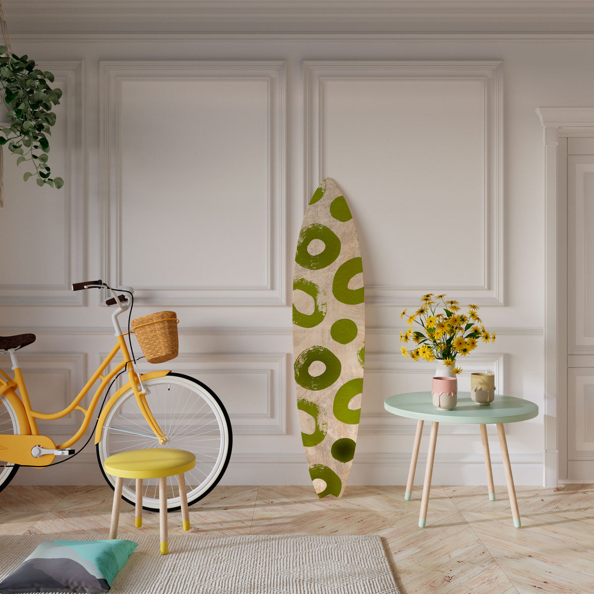 GREEN RHAPSODY Dekorativní panel ve tvaru surfu