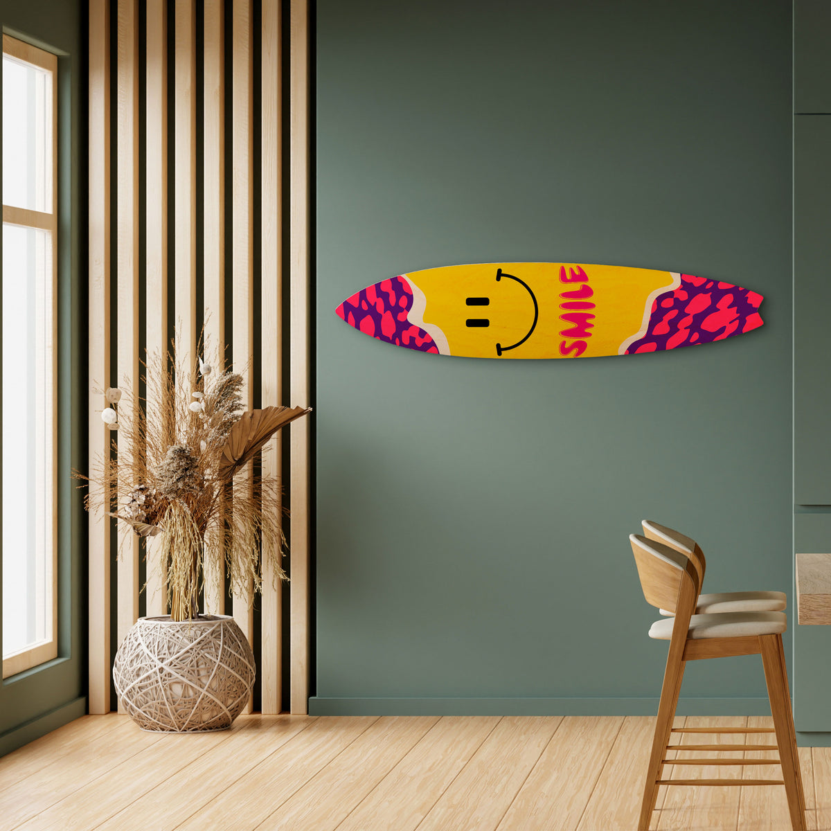 KEEP SMILING Dekorativní panel ve tvaru surfu