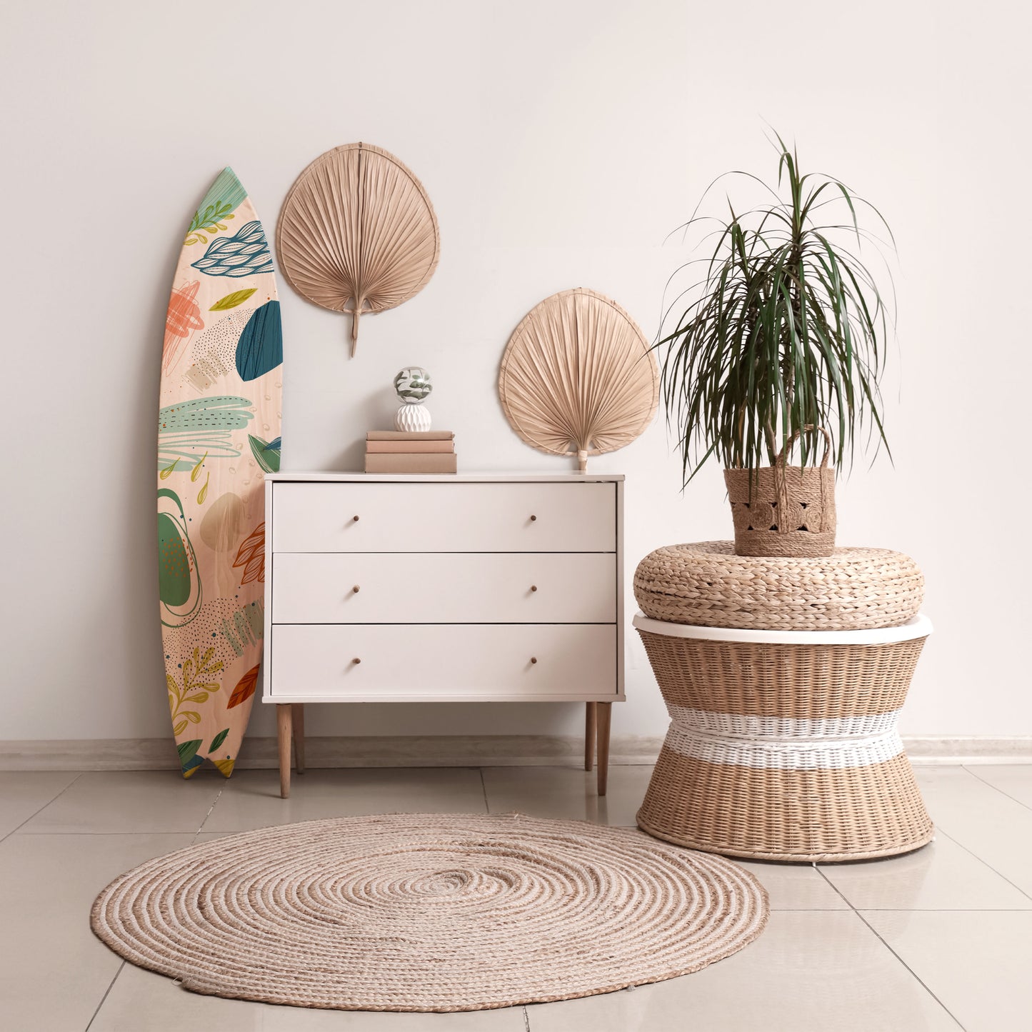BOTANICAL HURRICANE Dekorativní panel ve tvaru surfu
