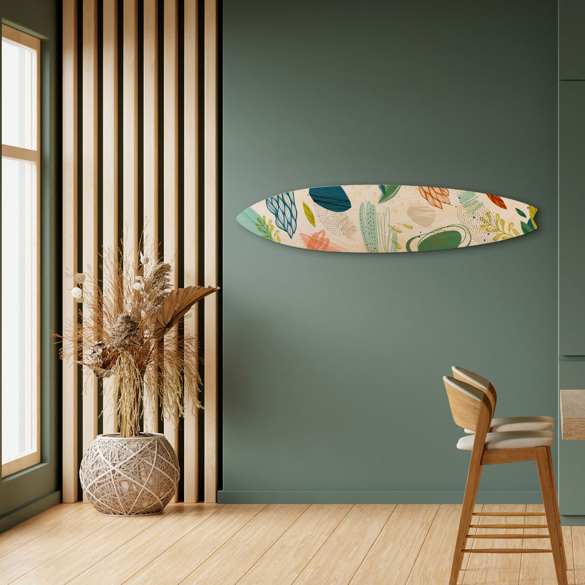 BOTANICAL HURRICANE Dekorativní panel ve tvaru surfu