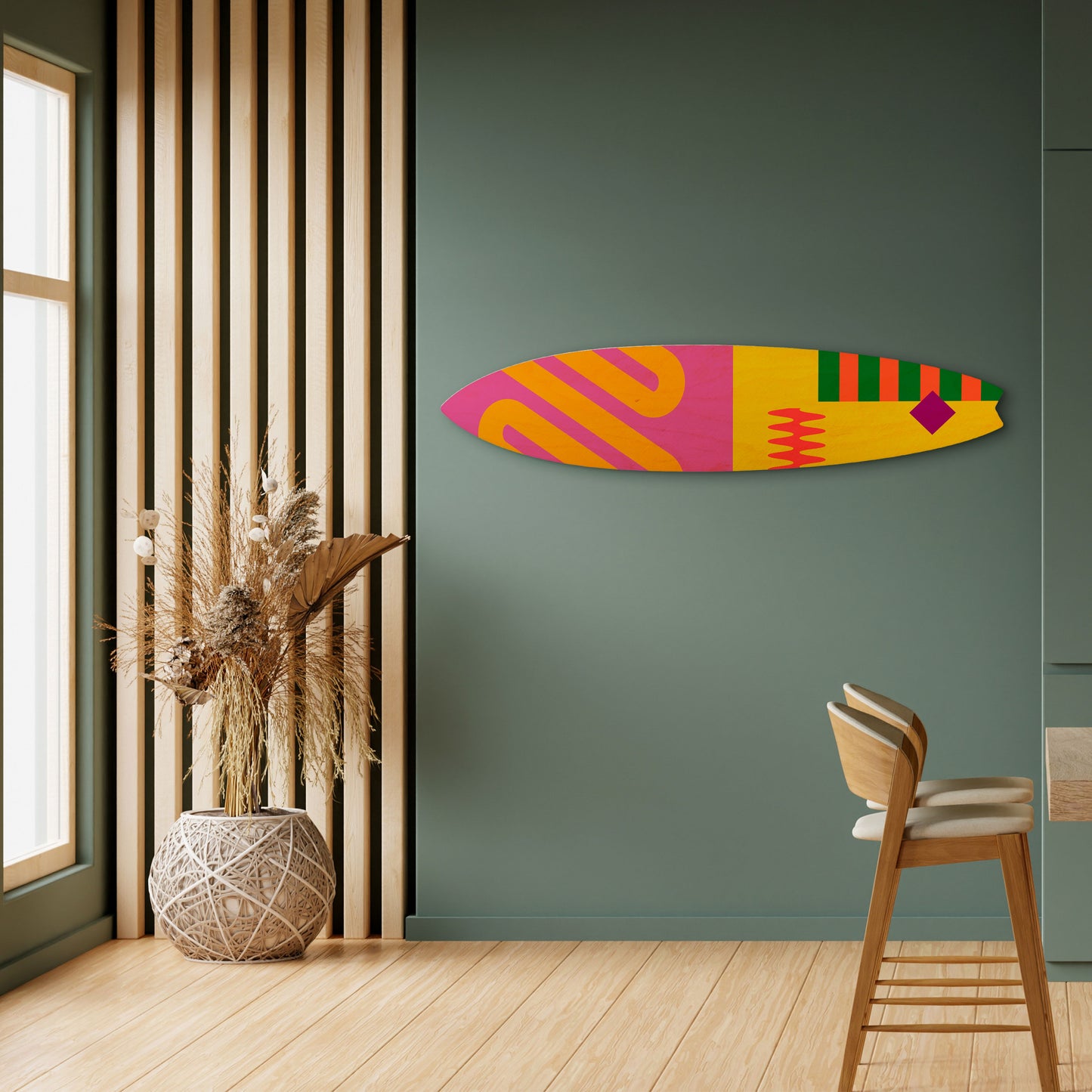 VIVID VIBRATIONS Dekorativní panel ve tvaru surfu
