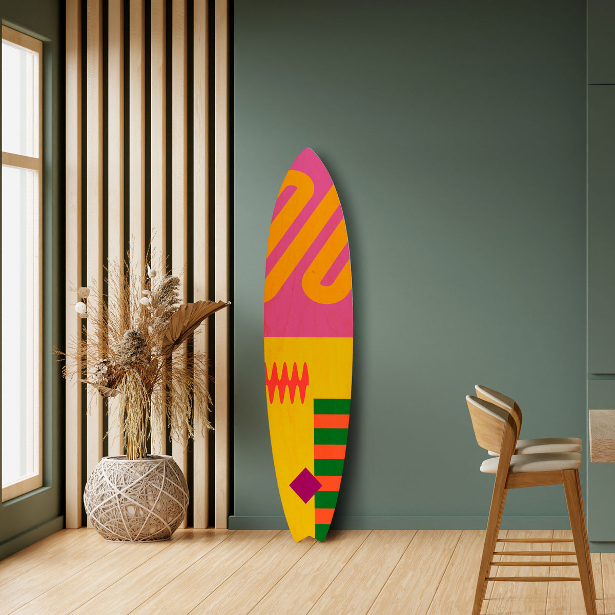 VIVID VIBRATIONS Dekorativní panel ve tvaru surfu
