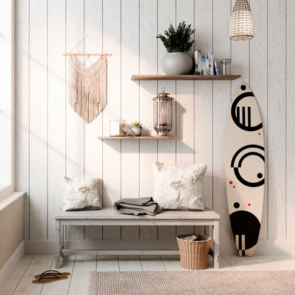 BLACK AND WHITE COMBINATION Dekorativní panel ve tvaru surfu