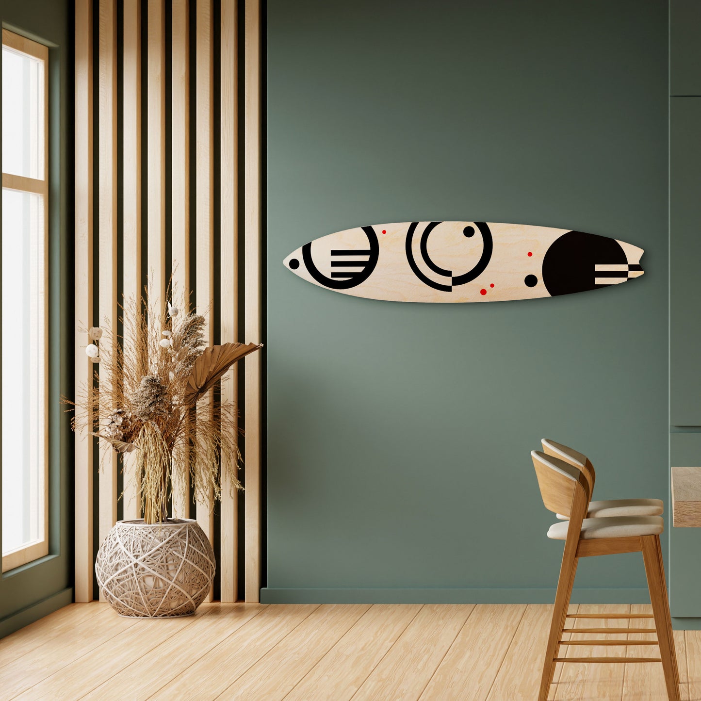 BLACK AND WHITE COMBINATION Dekorativní panel ve tvaru surfu