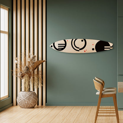 BLACK AND WHITE COMBINATION Dekorativní panel ve tvaru surfu