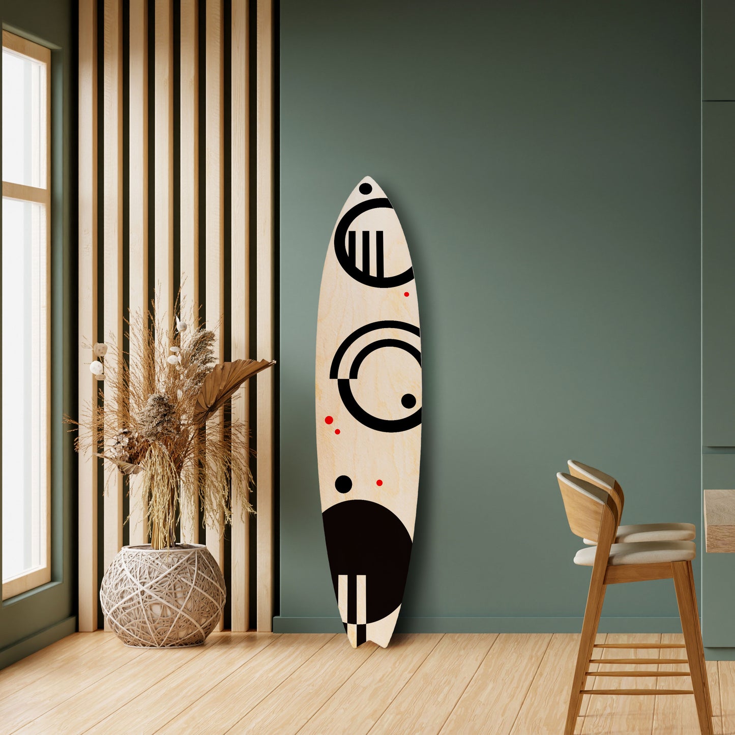 BLACK AND WHITE COMBINATION Dekorativní panel ve tvaru surfu