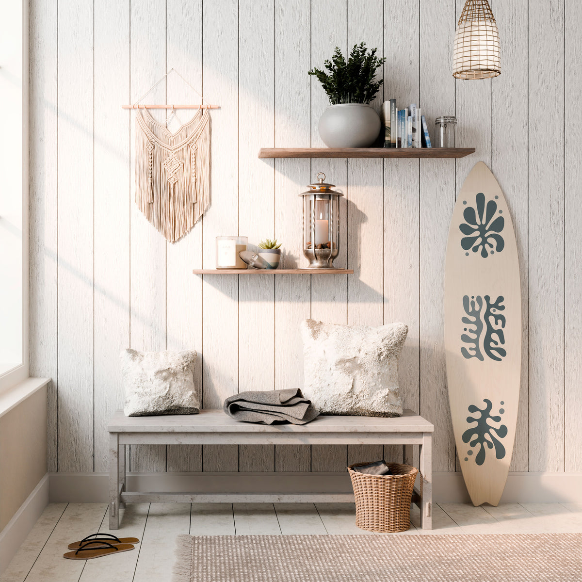 WONDERLAND VEGETATION Dekorativní panel ve tvaru surfu