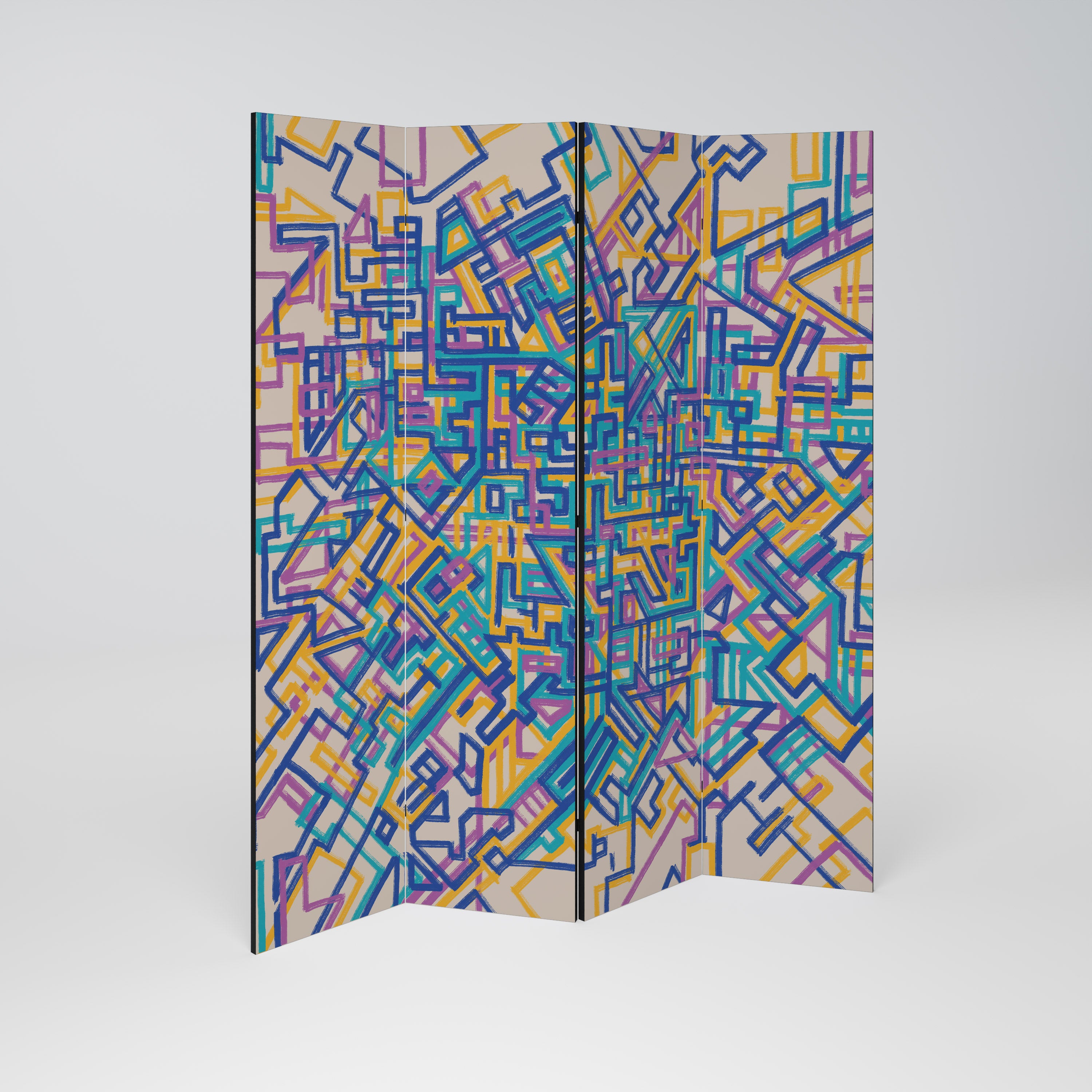 MEMORIES MAP 4dílný paraván