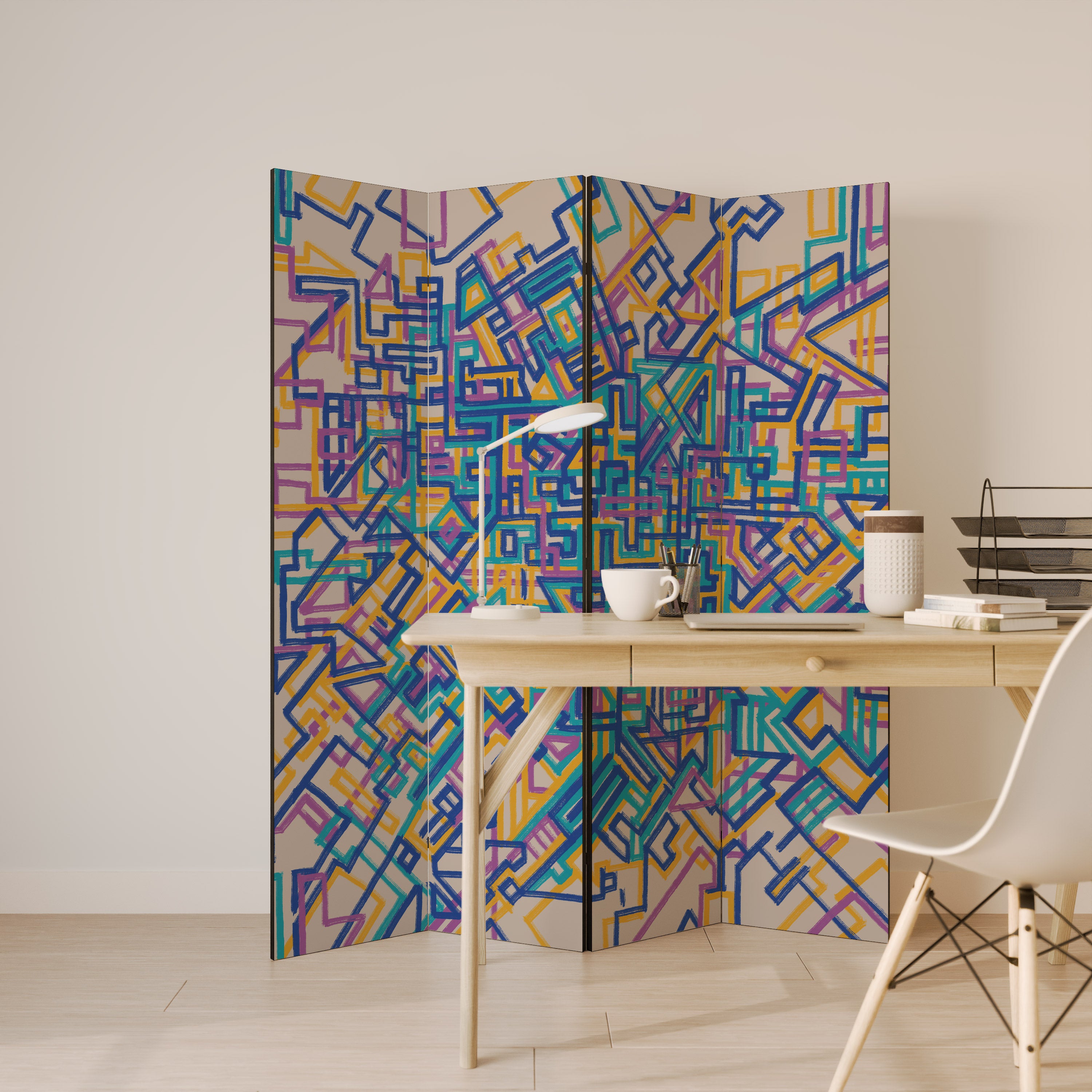 MEMORIES MAP 4dílný paraván