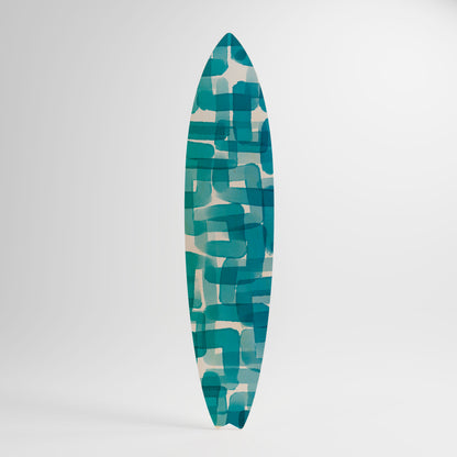 TURQUOISE RECTANGLES Dekorativní panel ve tvaru surfu