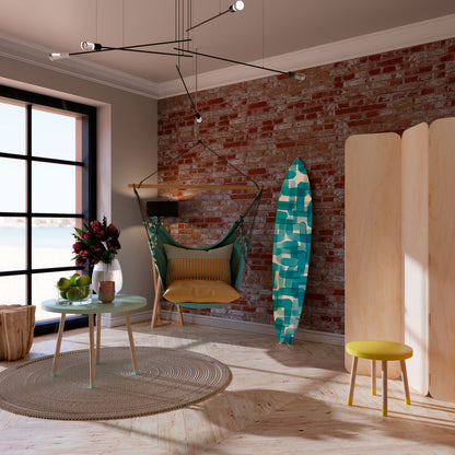 TURQUOISE RECTANGLES Dekorativní panel ve tvaru surfu