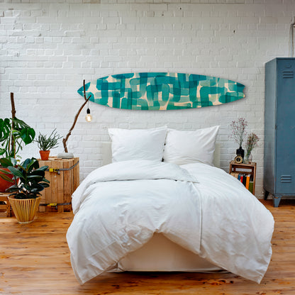 TURQUOISE RECTANGLES Dekorativní panel ve tvaru surfu