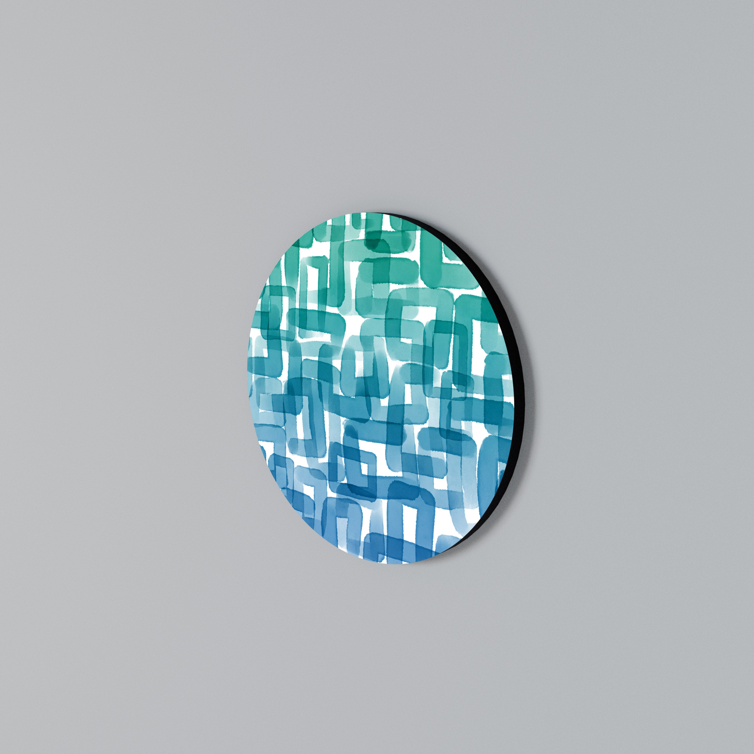 TURQUOISE RECTANGLES Round Wall Art