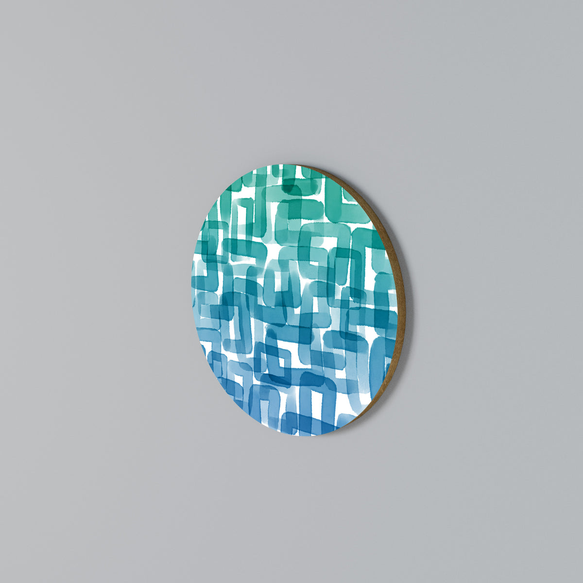 TURQUOISE RECTANGLES Kulatá nástěnná dekorace