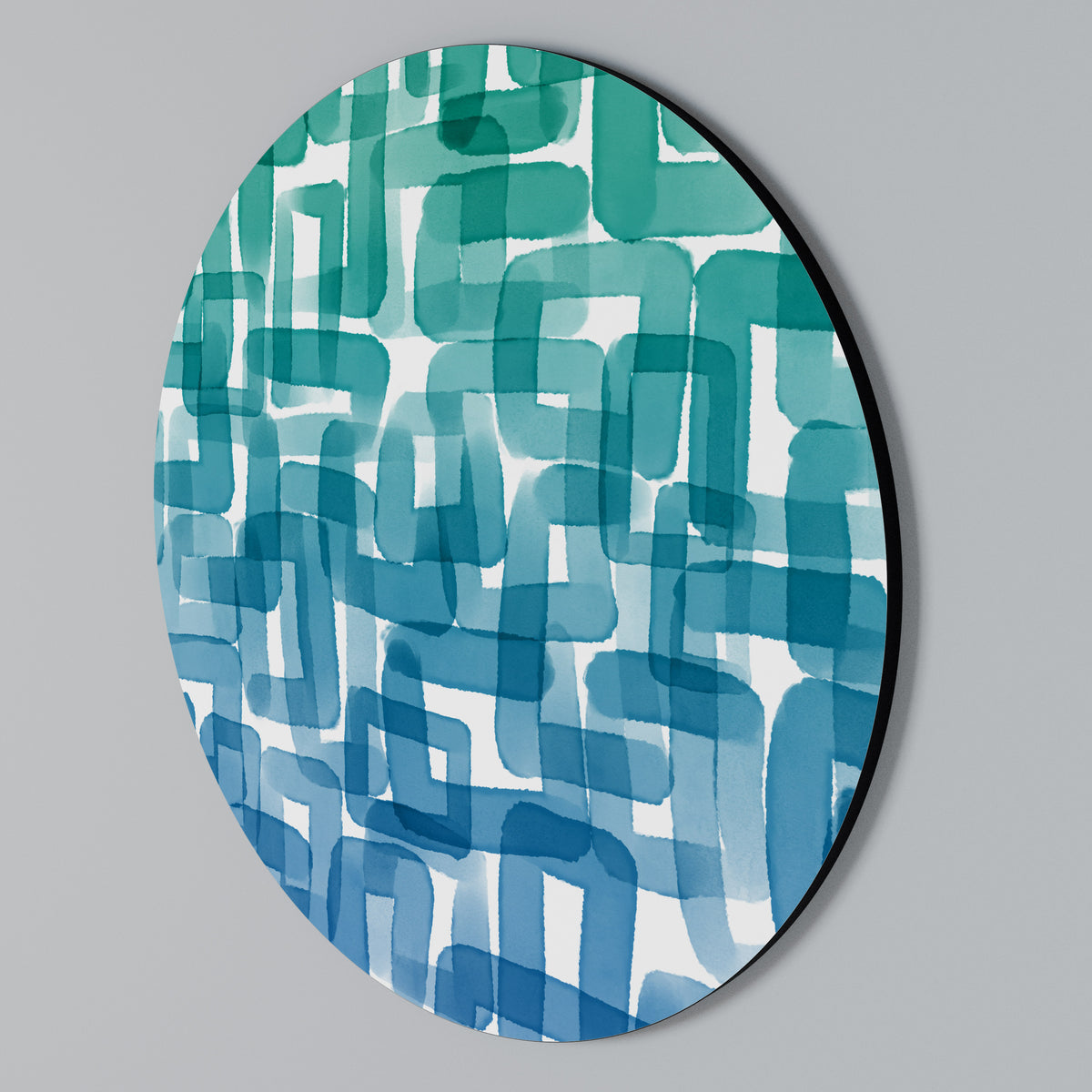 TURQUOISE RECTANGLES Kulatá nástěnná dekorace