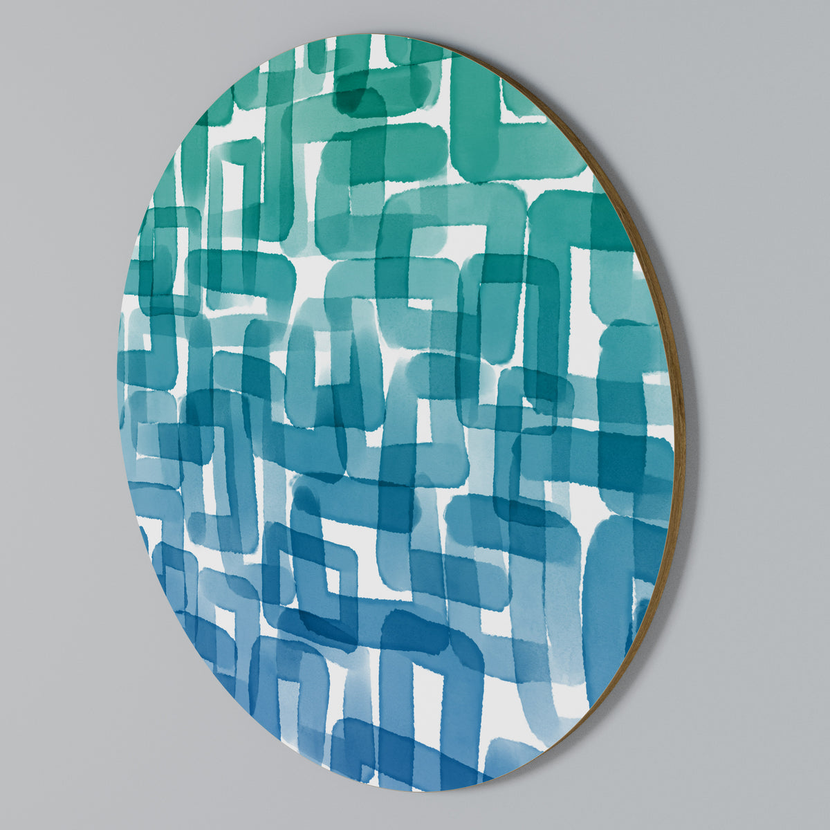 TURQUOISE RECTANGLES Kulatá nástěnná dekorace