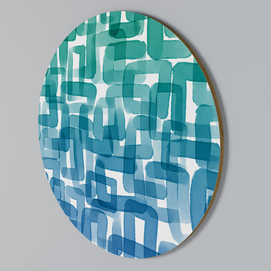 TURQUOISE RECTANGLES Kulatá nástěnná dekorace