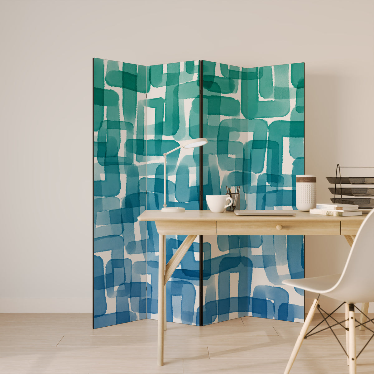 TURQUOISE RECTANGLES 4dílný paraván