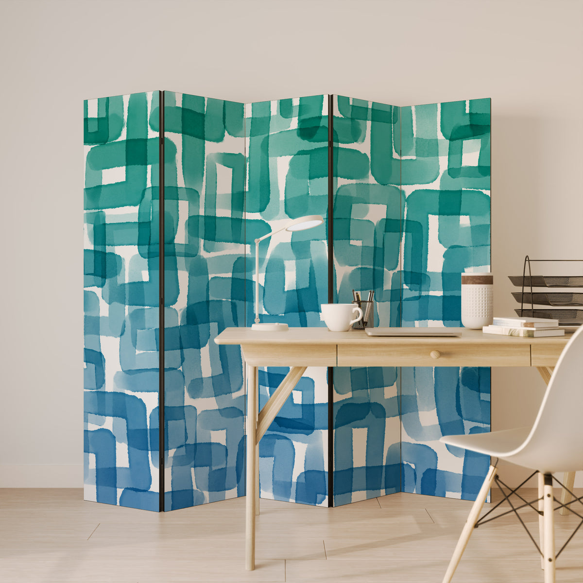 TURQUOISE RECTANGLES 5dílný paraván