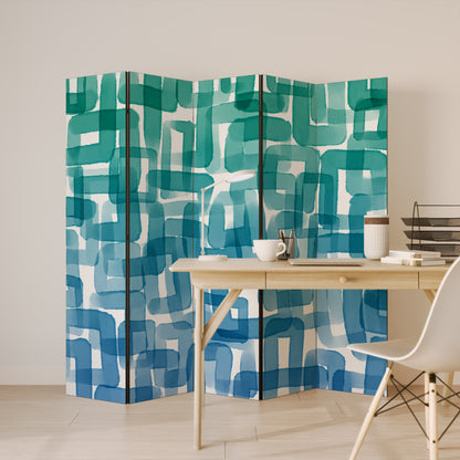 TURQUOISE RECTANGLES 5dílný paraván