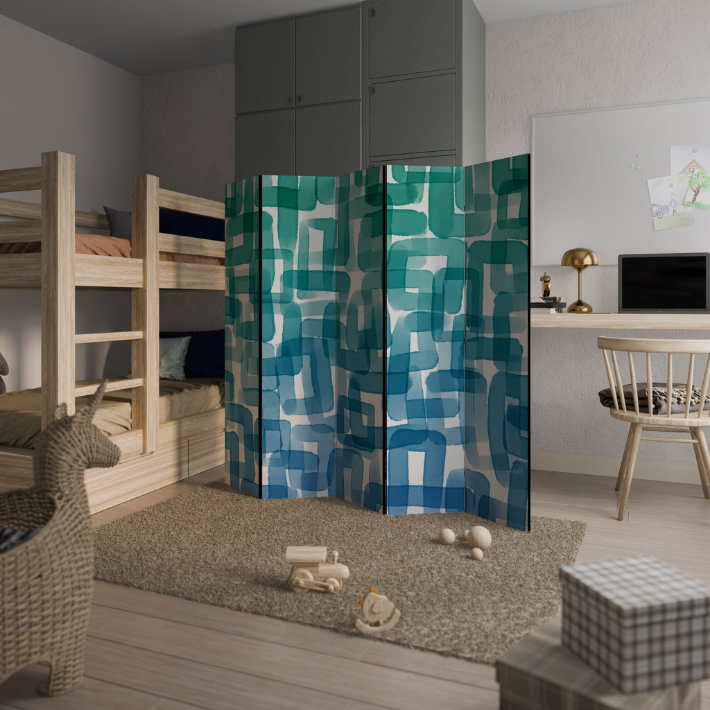 TURQUOISE RECTANGLES 5dílný paraván