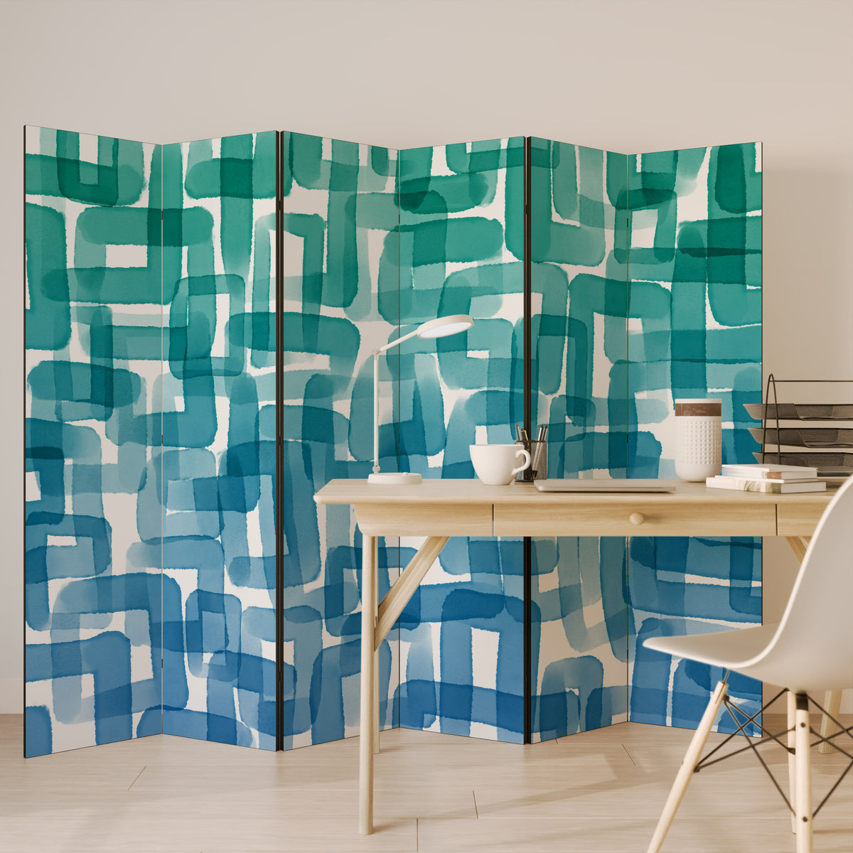 TURQUOISE RECTANGLES 6dílný paraván