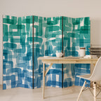 TURQUOISE RECTANGLES 6-Panel Room Divider