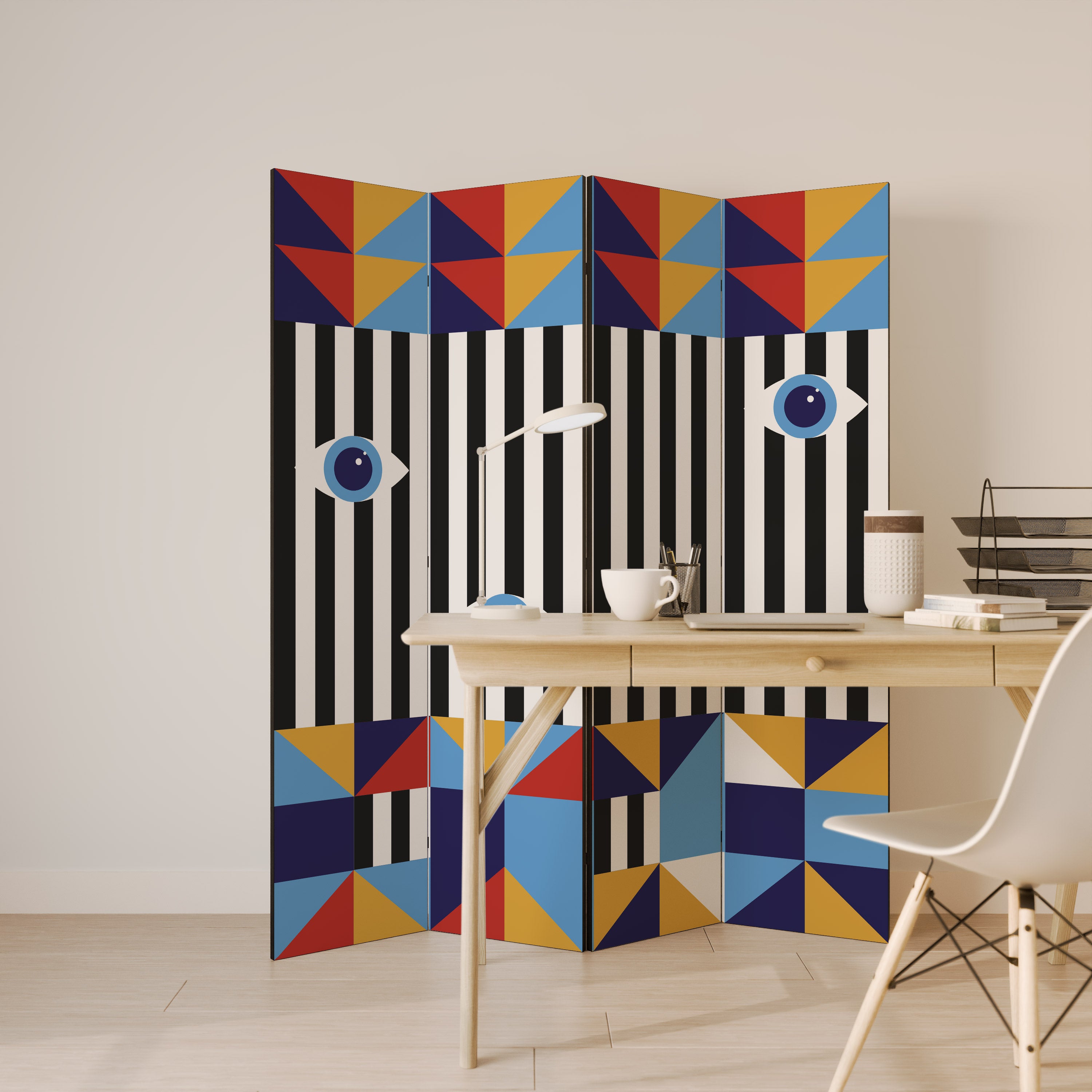 ABSTRACTION AND GEOMETRY 4-Panel Room Divider