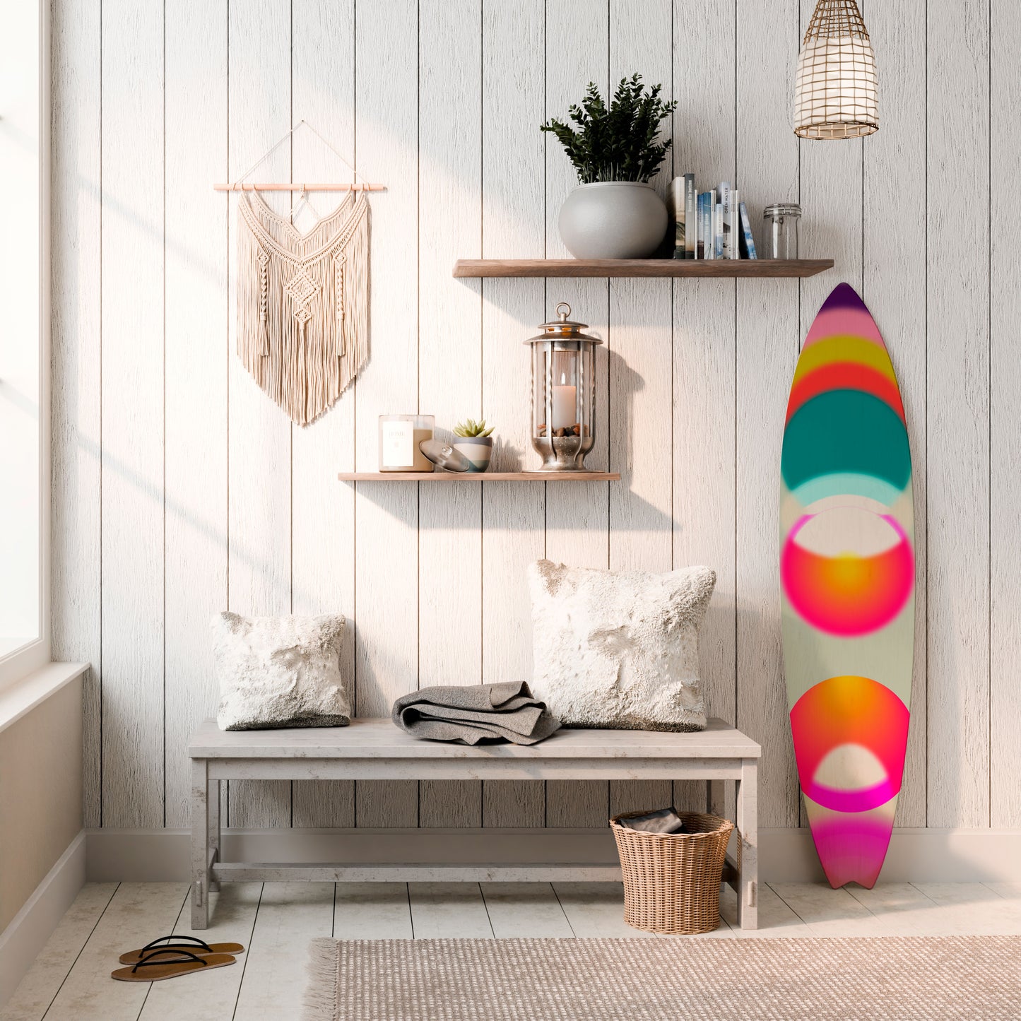 SYMPHONY OF COLORS Dekorativní panel ve tvaru surfu