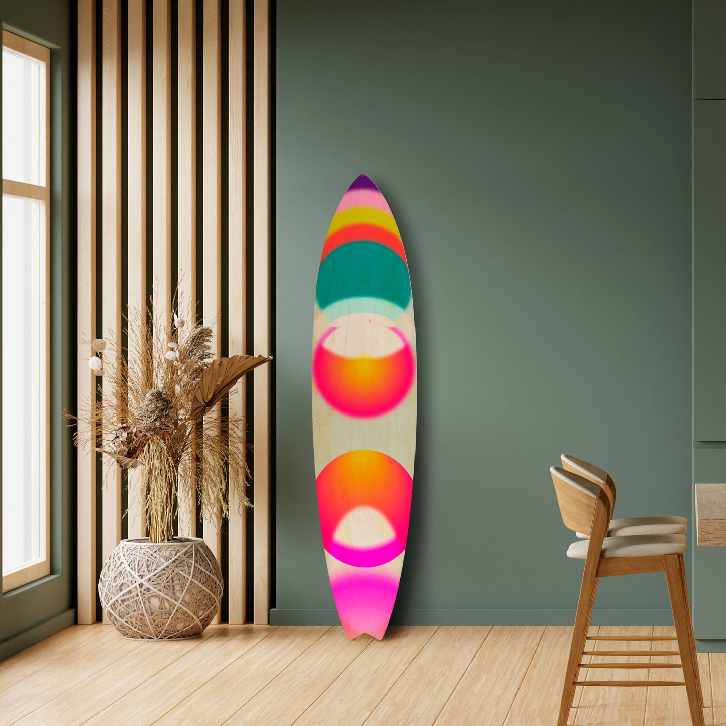 SYMPHONY OF COLORS Dekorativní panel ve tvaru surfu