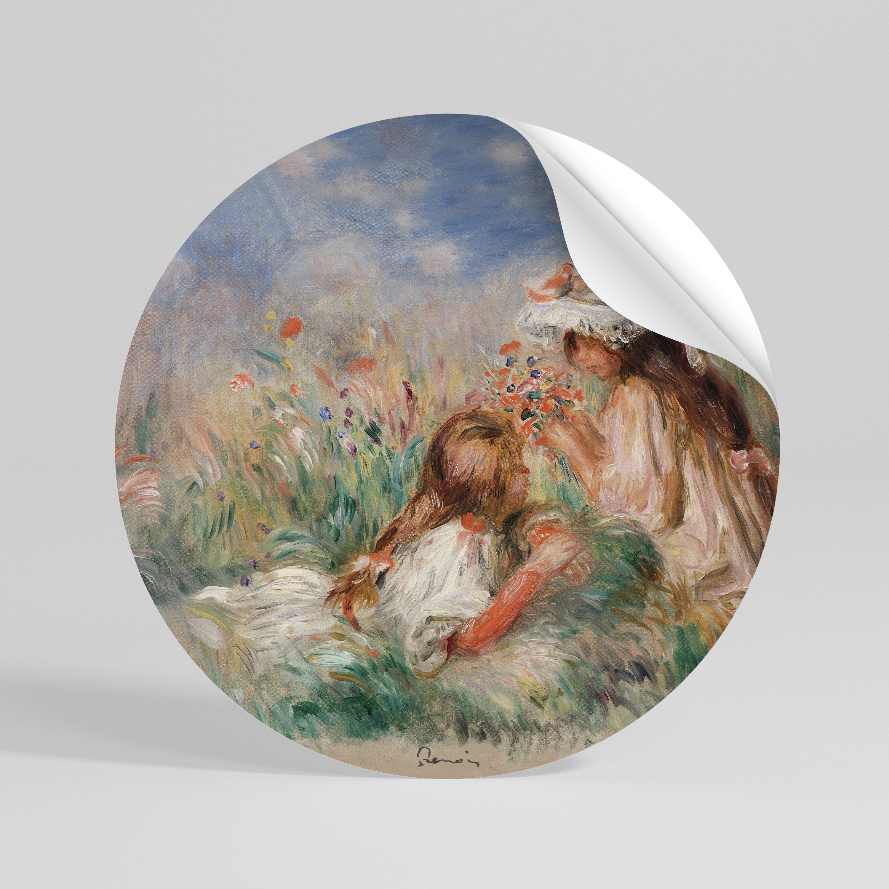 GIRLS IN THE GRASS Kulatá samolepka