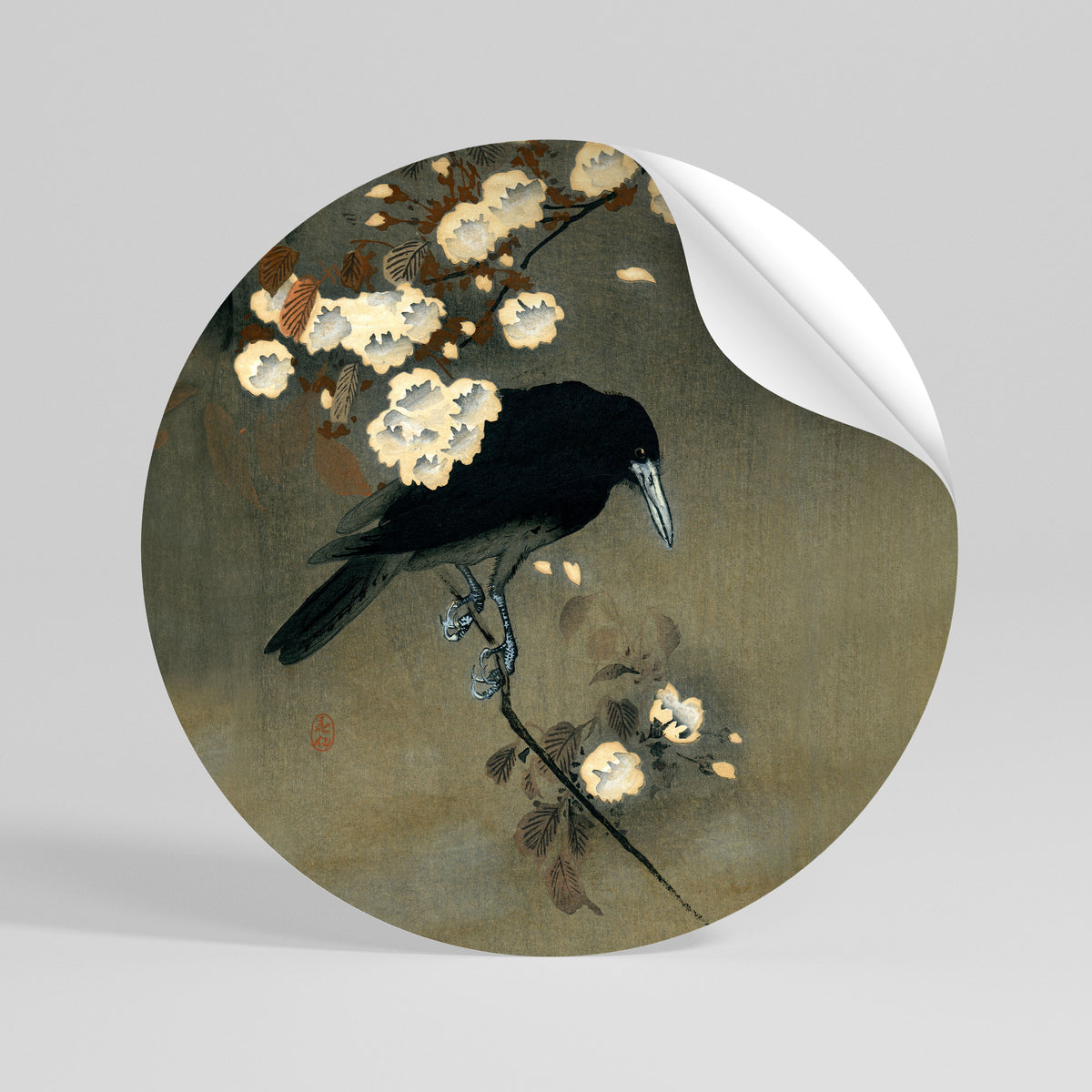 PETALS AND CROWS Kulatá samolepka
