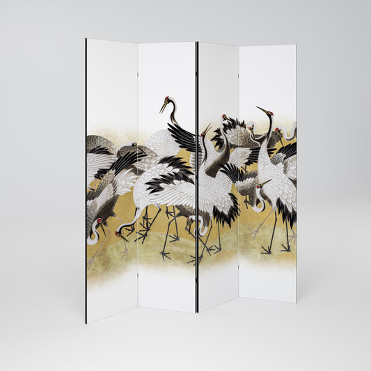 JAPANESE FLOCK OF CRANES 4dílný paraván