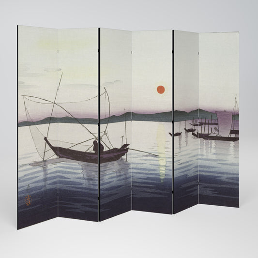 BOATS AND SETTING SUN 6dílný paraván