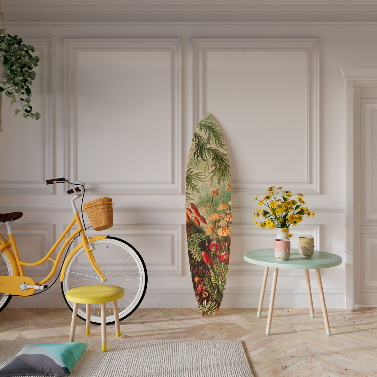 MUSCINAE LAUBMOOSE Dekorativní panel ve tvaru surfu