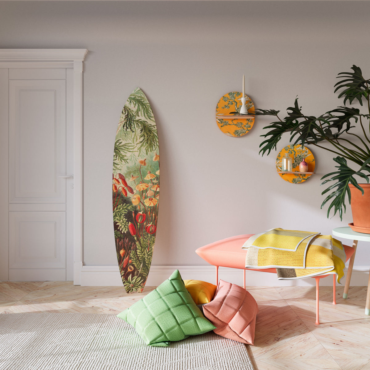 MUSCINAE LAUBMOOSE Dekorativní panel ve tvaru surfu