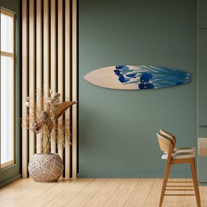 BLUE FLORAL RIDE Dekorativní panel ve tvaru surfu