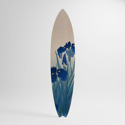 BLUE FLORAL RIDE Dekorativní panel ve tvaru surfu