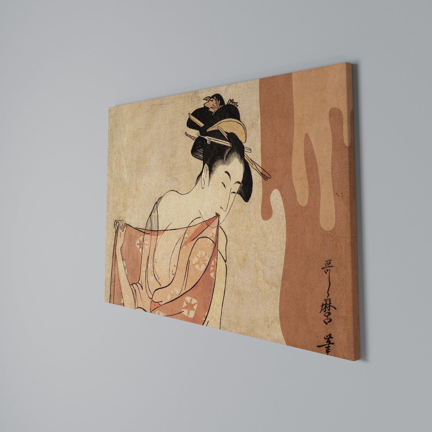 WOMAN, CAT AND EXTRA BROWN Horizontal Canvas Print