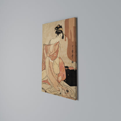 WOMAN, CAT AND EXTRA BROWN Vertical Canvas Print