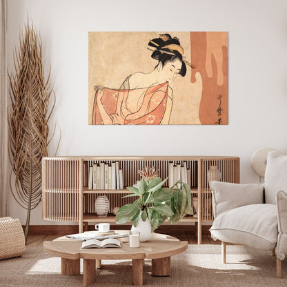 WOMAN, CAT AND EXTRA BROWN Horizontal Canvas Print
