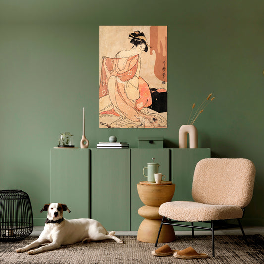 WOMAN, CAT AND EXTRA BROWN Vertical Canvas Print