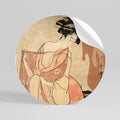 WOMAN, CAT AND EXTRA BROWN Peel and Stick Round Sticker