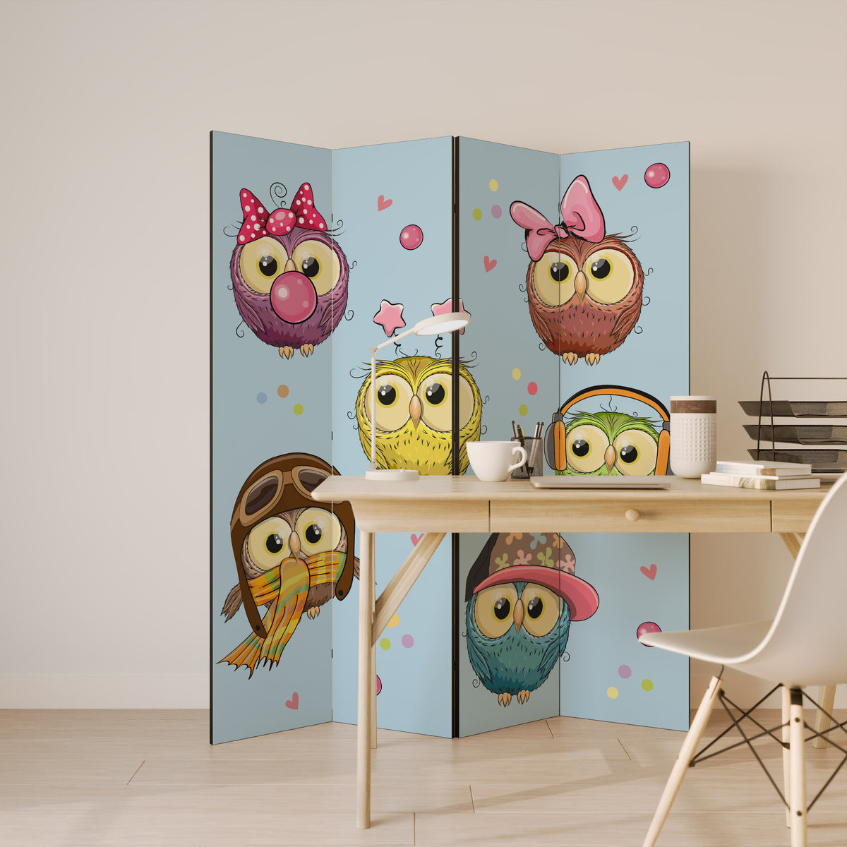 OWLY SQUAD 4dílný paraván