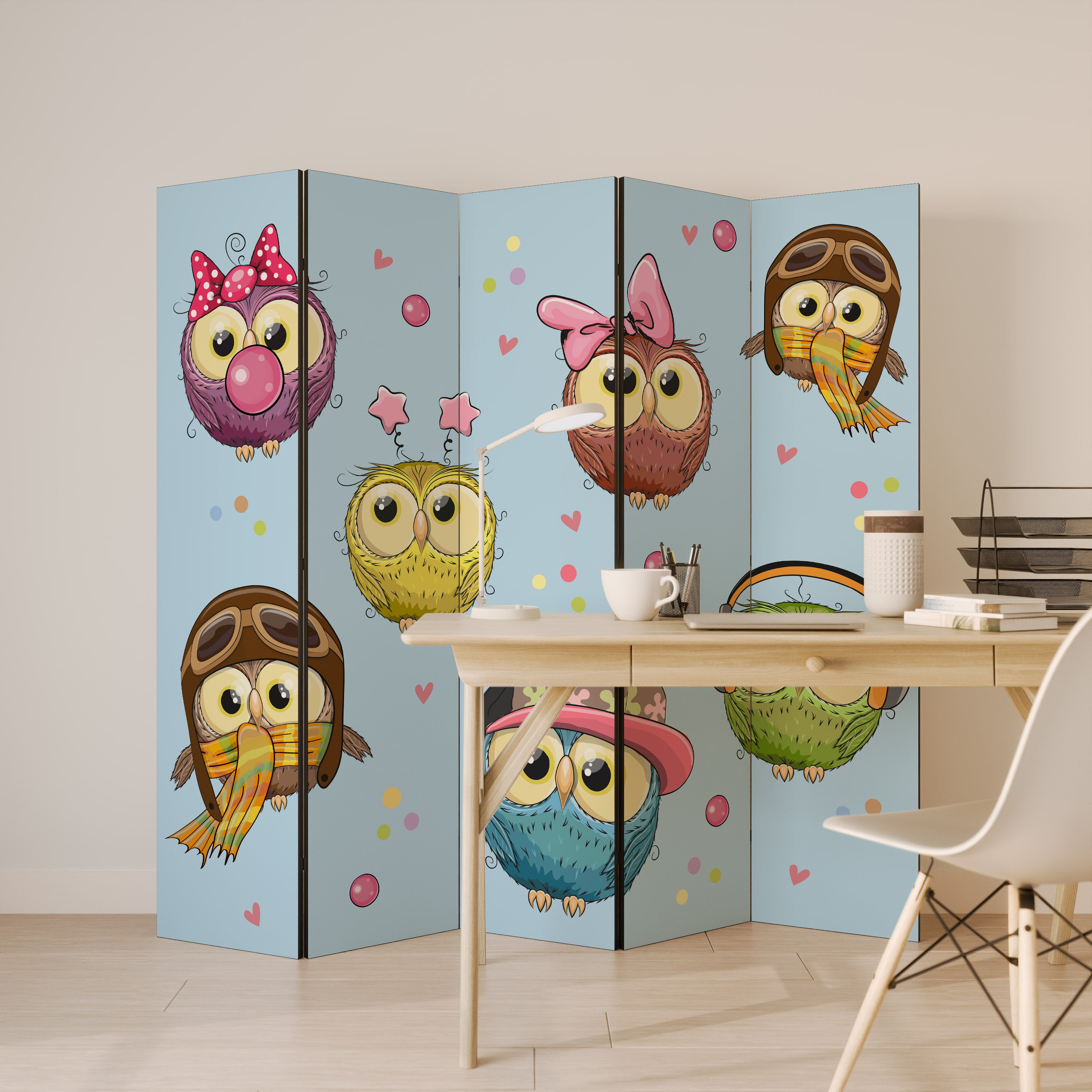 OWLY SQUAD 5dílný paraván