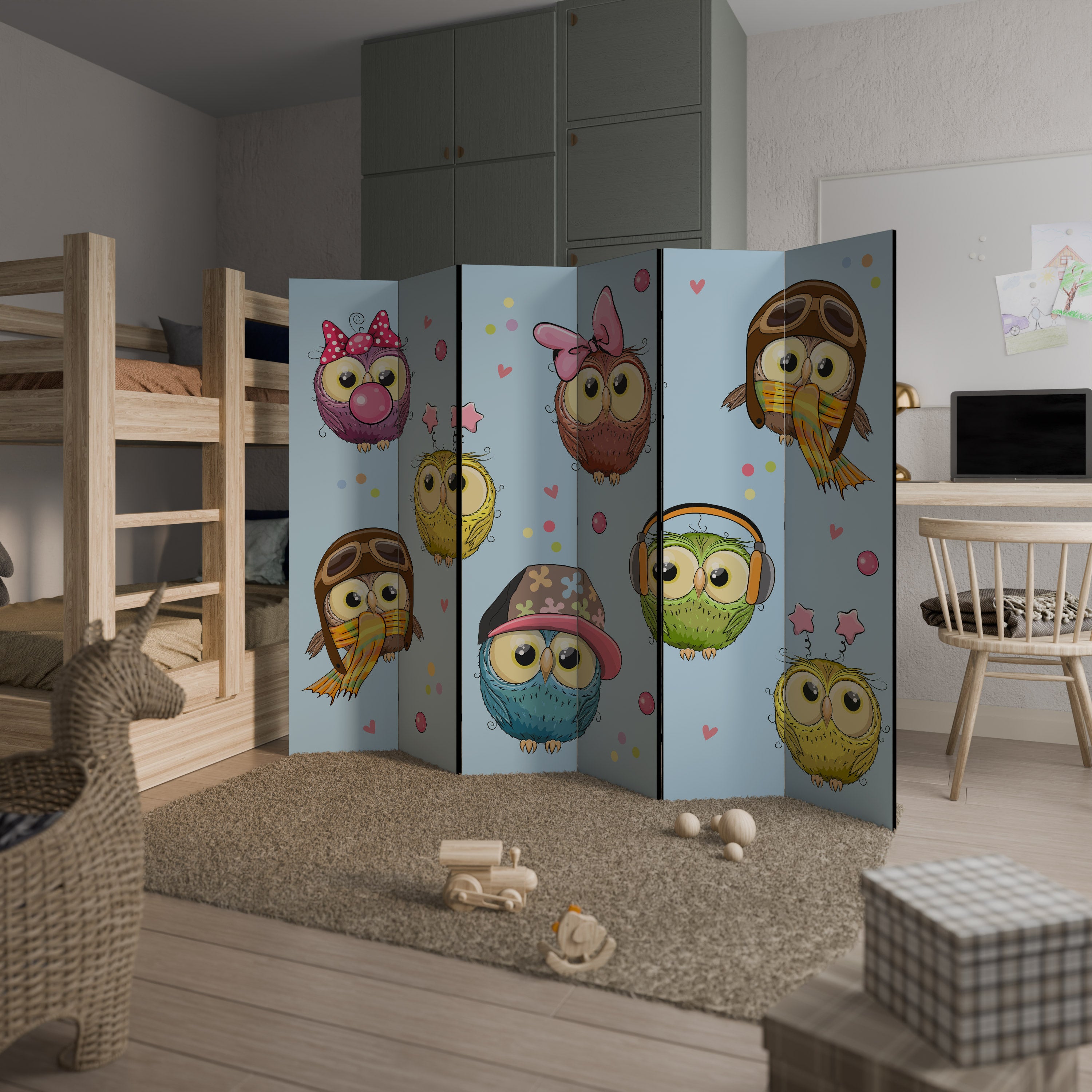 OWLY SQUAD 6dílný paraván