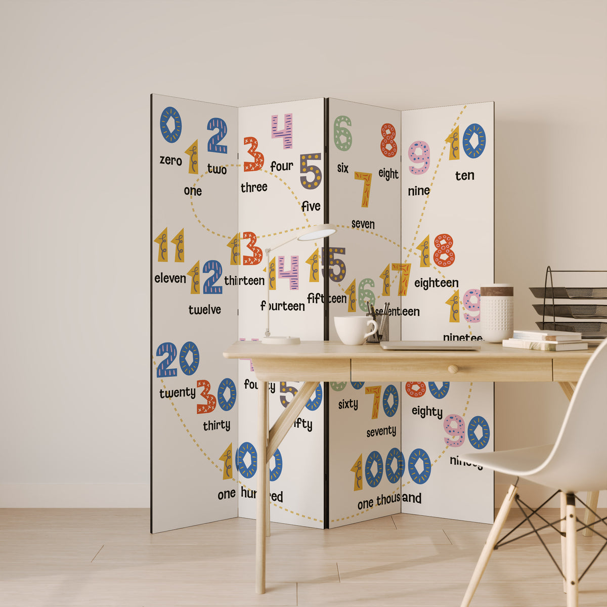 COUNTING LESSON 4dílný paraván