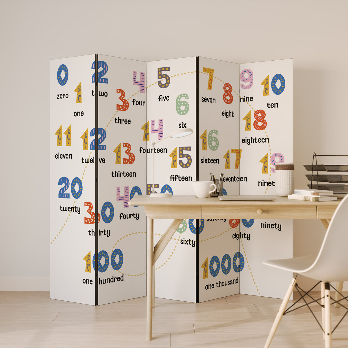 COUNTING LESSON 5dílný paraván