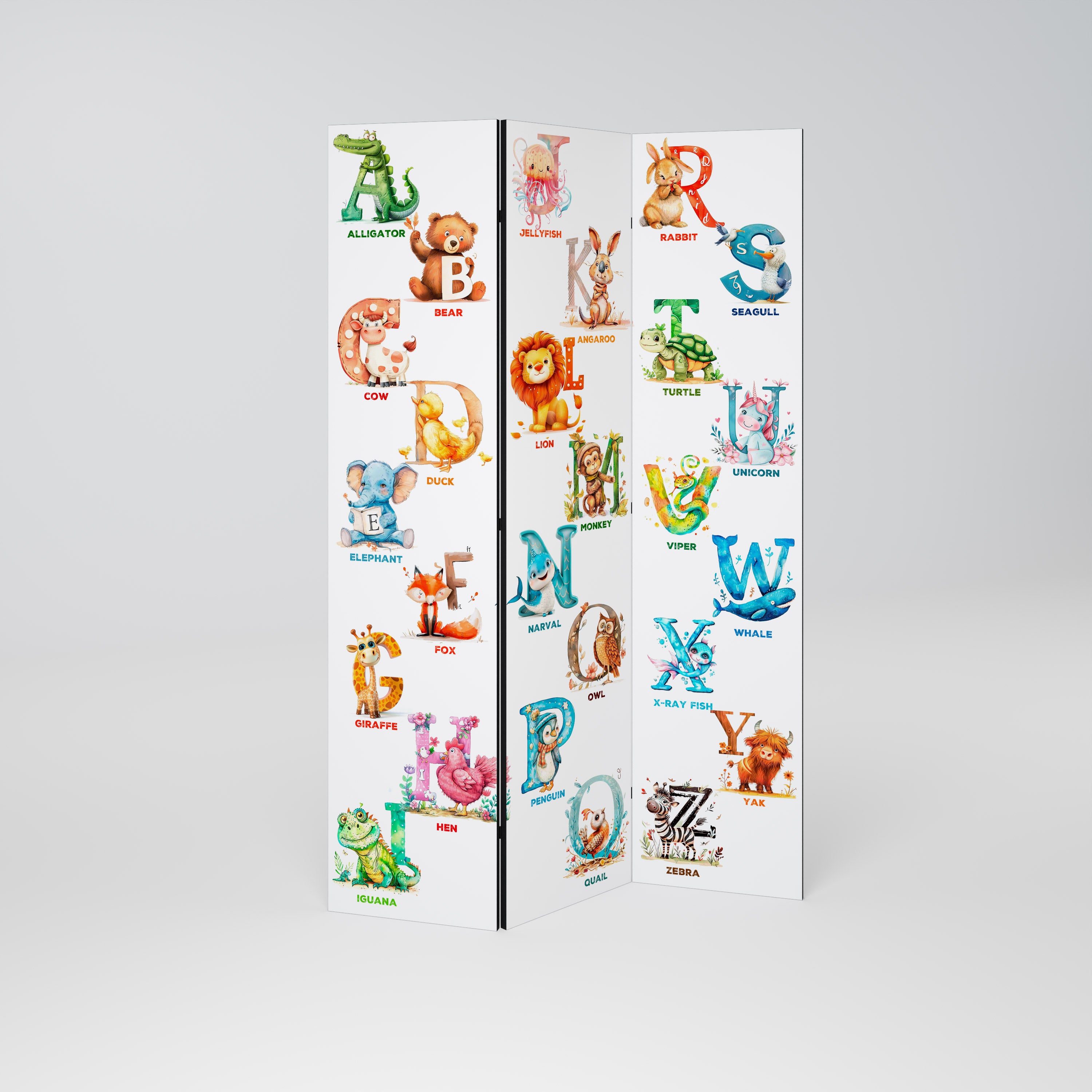 JOYFUL LETTERS 3-Panel Room Divider